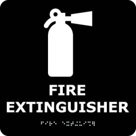 Graphic Braille Sign - Fire Extinguisher - Black
