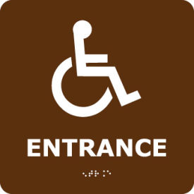 National Marker Company ADA17WBR Graphic Braille Sign - Entrance - Brown image.