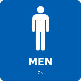 National Marker Company ADA1WBL NMC™ Graphic Braille Plastic Sign, Men, 8"W x 8"H, Blue image.
