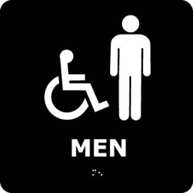 National Marker Company ADA4WBK NMC™ Graphic Braille Plastic Sign, Men w/ Symbol, 8"W x 8"H, Black image.