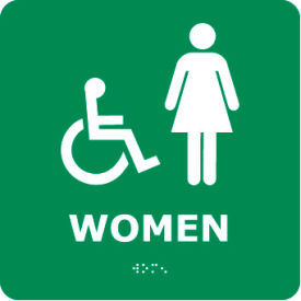 National Marker Company ADA5WGR Graphic Braille Sign - Women - Gray image.
