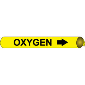 National Marker Company B4079 NMC™ Precoiled & Strap-On Pipe Marker, Oxygen, Fits 1-1/8" - 2-3/8" Pipe Dia., Yellow image.