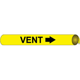 National Marker Company B4109 NMC™ Precoiled & Strap-On Pipe Marker, Vent, Fits 1-1/8" - 2-3/8" Pipe Dia., Yellow image.