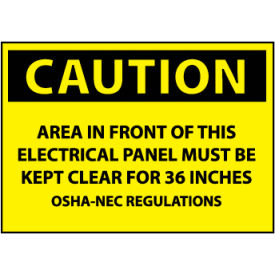 National Marker Company C115AP Machine Labels - Caution Area In Front Of This Electrical Panel image.