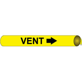 National Marker Company C4109 NMC™ Precoiled & Strap-On Pipe Marker, Vent, Fits 2-1/2" - 3-1/4" Pipe Dia., Yellow image.