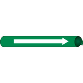 National Marker Company C4116 NMC™ Precoiled & Strap-On Pipe Marker, Direction Arrow, Fits 2-1/2" - 3-1/4" Pipe Dia., Green image.