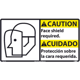 National Marker Company CBA13P Bilingual Vinyl Sign - Caution Face Shield Required image.