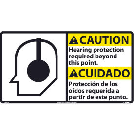 Bilingual Vinyl Sign - Caution Hearing Protection Required Beyond This Point