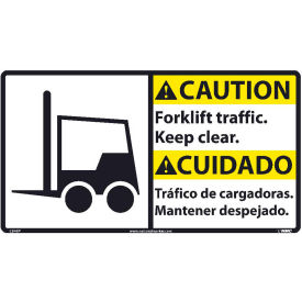 National Marker Company CBA8P Bilingual Vinyl Sign - Caution Forklift Traffic Keep Clear image.
