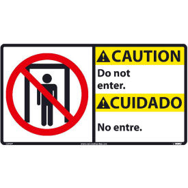 National Marker Company CBA9P Bilingual Vinyl Sign - Caution Do Not Enter image.