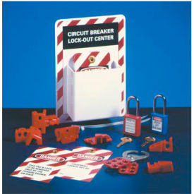 National Marker Company CBLO1 NMC™ Circuit Breaker Lockout Center w/ Supplies & 2 Tags, 7"W x 10"H, Gray, Multi-colored image.