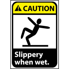 National Marker Company CGA14PB Caution Sign 14x10 Vinyl - Slippery When Wet image.