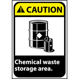 National Marker Company CGA21AB Caution Sign 14x10 Aluminum - Chemical Waste Storage Area image.