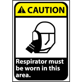 National Marker Company CGA33AB Caution Sign 14x10 Aluminum - Respirator Must Be Worn image.