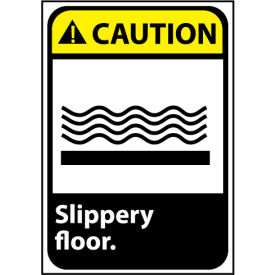 National Marker Company CGA34PB Caution Sign 14x10 Vinyl - Slippery Floor image.