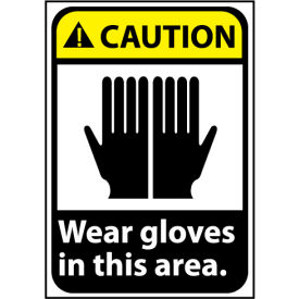 National Marker Company CGA35AB Caution Sign 14x10 Aluminum - Wear Gloves In This Area image.