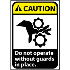 National Marker Company CGA6P Caution Sign 10x7 Vinyl - Do Not Operate WithOut Guards image.