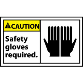 National Marker Company CGA8AP Graphic Machine Labels - Caution Safety Gloves Required image.