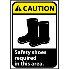 National Marker Company CGA9P Caution Sign 10x7 Vinyl - Safety Shoes Required image.