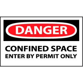 National Marker Company D162AP Machine Labels - Danger Confined Space Enter By Permit image.