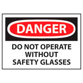 National Marker Company D21AP Machine Labels - Danger Do Not Operate Without Safety Glasses image.