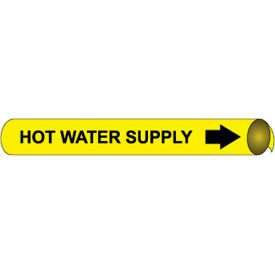 National Marker Company D4063 NMC™ Precoiled & Strap-On Pipe Marker, Hot Water Supply, Fits 3-3/8" - 4-1/2" Pipe Dia. image.