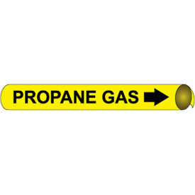 National Marker Company D4086 NMC™ Precoiled & Strap-On Pipe Marker, Propane Gas, Fits 3-3/8" - 4-1/2" Pipe Dia. image.