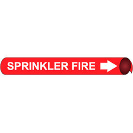 National Marker Company D4095 NMC™ Precoiled & Strap-On Pipe Marker, Sprinkler Fire, Fits 3-3/8" - 4-1/2" Pipe Dia. image.