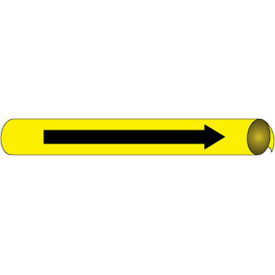 National Marker Company D4115 NMC™ Precoiled & Strap-On Pipe Marker, Direction Arrow, Fits 3-3/8" - 4-1/2" Pipe Dia., Yellow image.