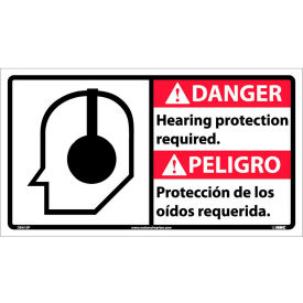 National Marker Company DBA10P Bilingual Vinyl Sign - Danger Hearing Protection Required image.