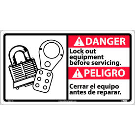 National Marker Company DBA11R Bilingual Plastic Sign - Danger Lock Out Equipment Before Servicing image.