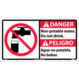 National Marker Company DBA5P Bilingual Vinyl Sign - Danger Non-Potable Water Do Not Drink image.