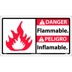 National Marker Company DBA7R Bilingual Plastic Sign - Danger Flammable image.