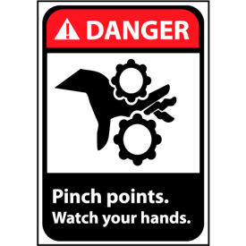National Marker Company DGA19P Danger Sign 10x7 Vinyl - Pinch Points Watch Your Hands image.