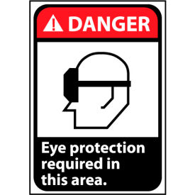 National Marker Company DGA1AB Danger Sign 14x10 Aluminum - Eye Protection Required In This Area image.