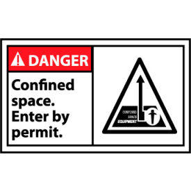 National Marker Company DGA21AP Graphic Machine Labels - Danger Confined Space Enter By Permit image.