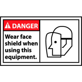 National Marker Company DGA27AP Graphic Machine Labels - Danger Wear Face Shield When Using This Equipment image.