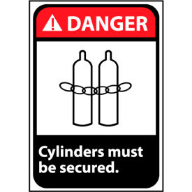 National Marker Company DGA37RB Danger Sign 14x10 Rigid Plastic - Cylinders Must Be Secured image.