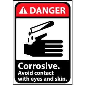 National Marker Company DGA3P Danger Sign 10x7 Vinyl - Corrosive Avoid Contact image.