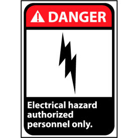 National Marker Company DGA40PB Danger Sign 14x10 Vinyl - Electrical Hazard Authorized Personnel Only image.