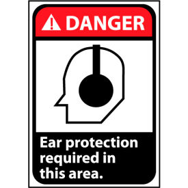 National Marker Company DGA4AB Danger Sign 14x10 Aluminum - Ear Protection Required image.