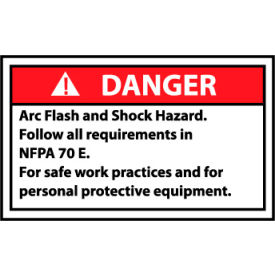 National Marker Company DGA59AP Graphic Machine Labels - Danger Arc Flash And Shock Hazard Follow All image.