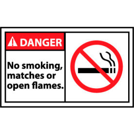 National Marker Company DGA6AP Graphic Machine Labels - Danger No Smoking, Matches Or Open Flames image.