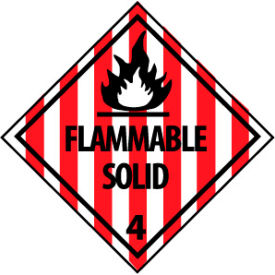 National Marker Company DL11R NMC™ Dot Flammable Solid 4 Placard Sign, Rigid Plastic image.