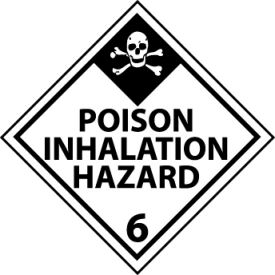 National Marker Company DL125P NMC™ Dot Poison Inhalation Hazard 6 Placard Sign, Pressure Sensitive Vinyl image.