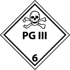 National Marker Company DL127P NMC™ Dot PG III Placard Sign, Pressure Sensitive Vinyl image.