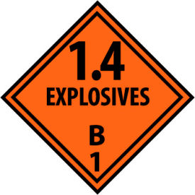 National Marker Company DL44R NMC™ Dot Explosives B1 Placard Sign, Rigid Plastic image.
