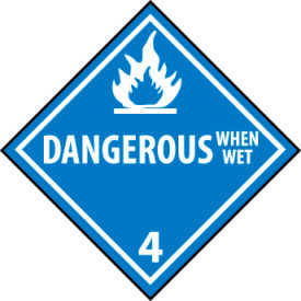 National Marker Company DL47P NMC™ Dot Dangerous When Wet Placard Sign, Pressure Sensitive Vinyl image.