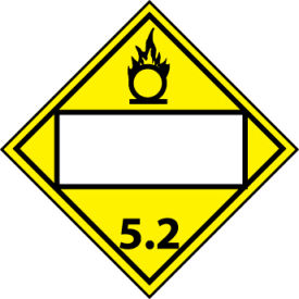 National Marker Company DL63BP NMC™ Dot Organic Peroxide 5.2 Blank Placard Sign, Pressure Sensitive Vinyl image.