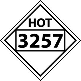 National Marker Company DL85BP NMC™ Dot Four Digit Hot 3257 Placard Sign, Pressure Sensitive Vinyl image.
